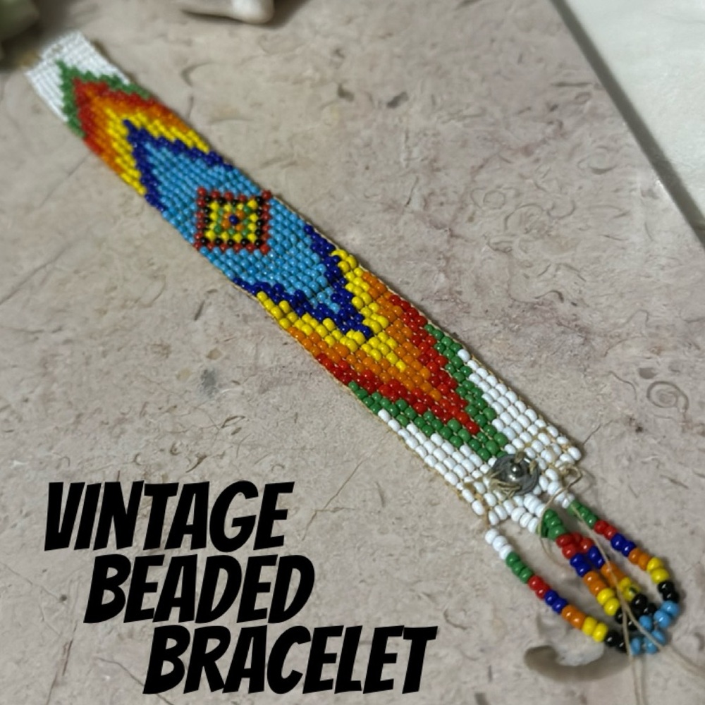 Vintage Beaded Bracelet-Seed Beads-Multi Color